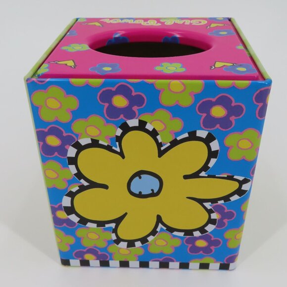 2 Grrrls Inc 2000 Metal Flower Floral Be The Girl You Wanna Be Tissue Box Cover - Picture 4 of 9